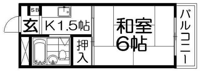 第2三島ハイツ(1K/3階)の間取り写真