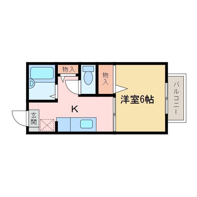 平形巴ハイツII(1DK/1階)の間取り写真