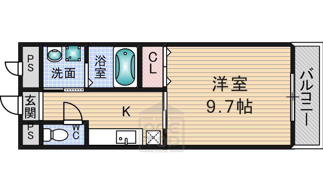 アンプルールクラージュ森脇(1K/1階)の間取り写真