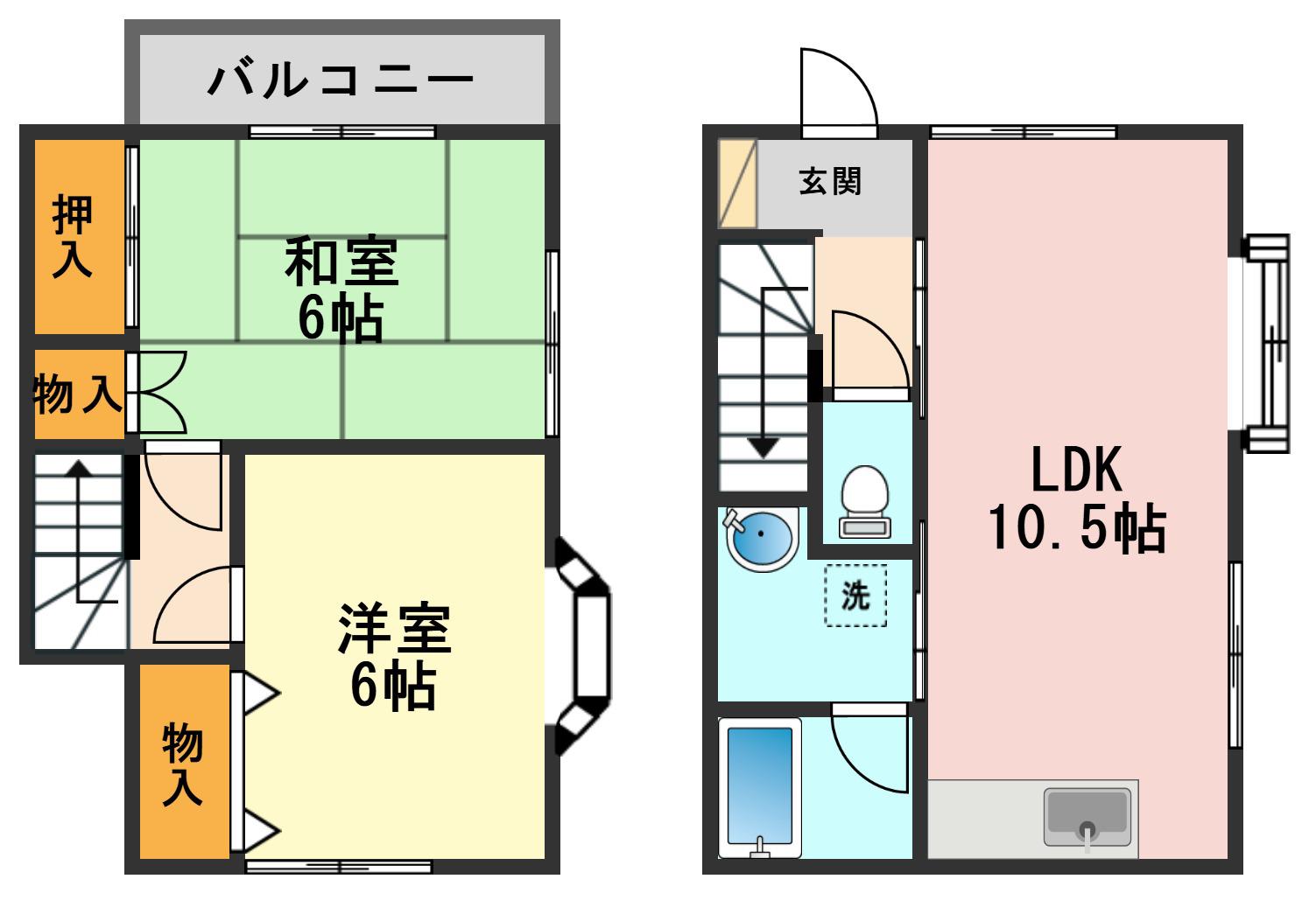 ジュネスII(2LDK/1階)の間取り写真