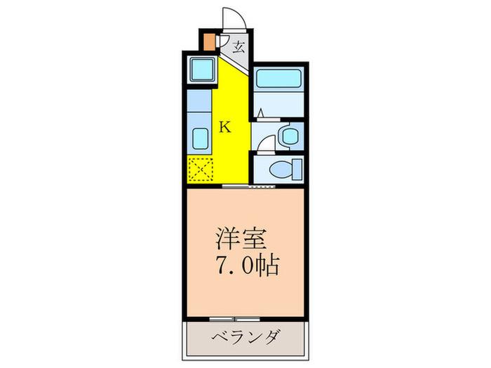 若松マンション(1K/1階)の間取り写真