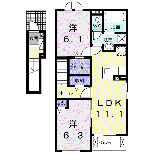ノヴァ II(2LDK/2階)の間取り写真