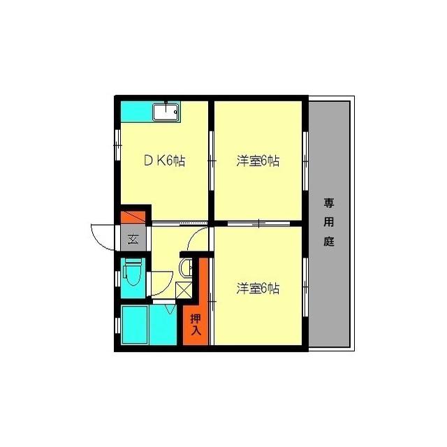 白水ハイツ(2DK/1階)の間取り写真