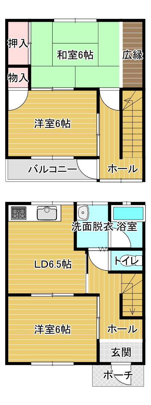 バーデントハウス(3DK/1階)の間取り写真