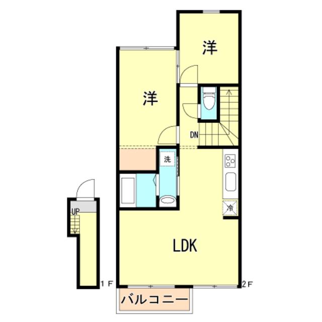 コンフォートヴィラⅡ(2LDK/2階)の間取り写真