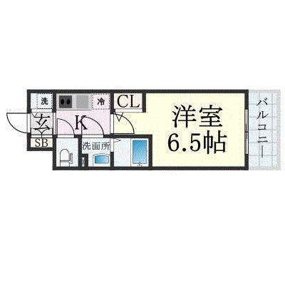 エスリード弁天町桜通レジデンス(1K/9階)の間取り写真