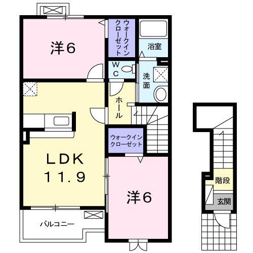 クリアネスII(2LDK/2階)の間取り写真