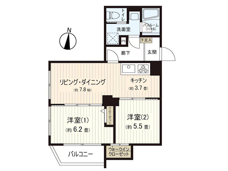 藤沢東急ドエルオークス(2LDK/10階)の間取り写真