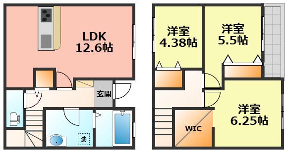 リーブルファイン下萱津II(3LDK/1階)の間取り写真