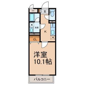 ヴィラ豊科(1K/2階)の間取り写真