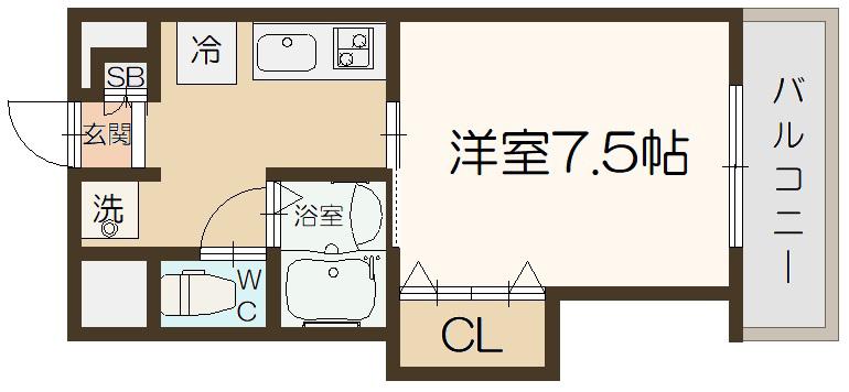 ラグーンフライト新大阪(1K/2階)の間取り写真