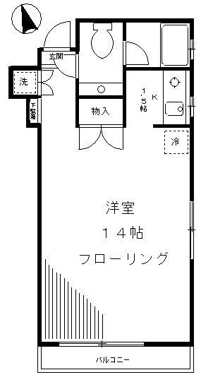 麻布イーストコート(1K/3階)の間取り写真