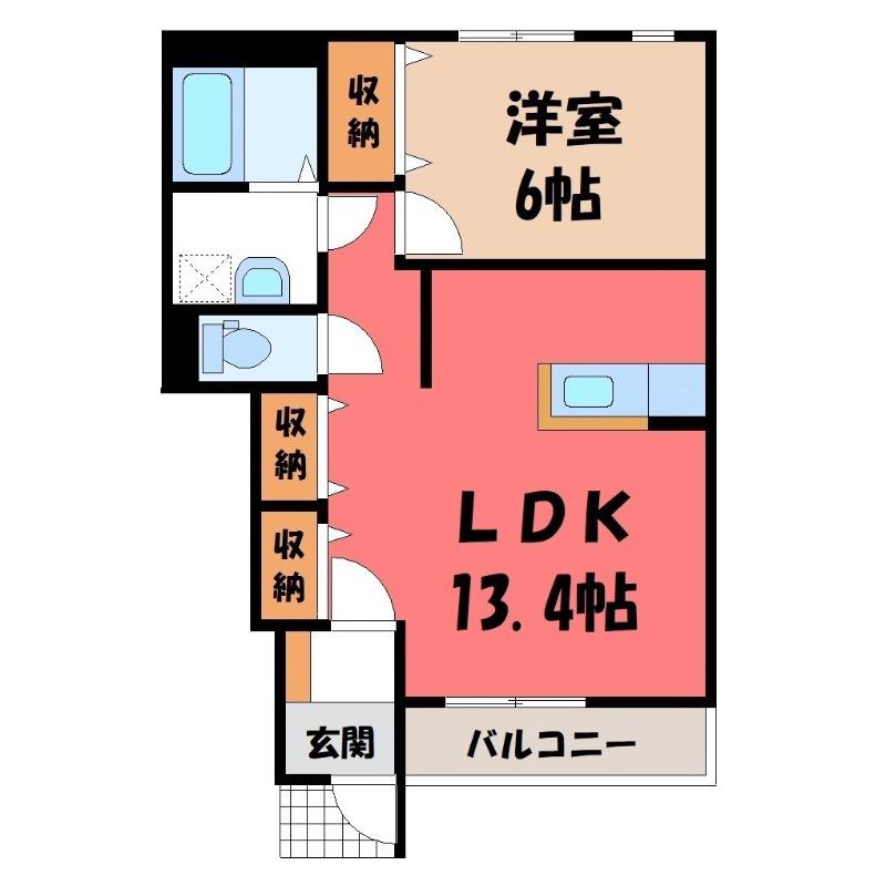 ルナ・ルーチェ(1LDK/1階)の間取り写真