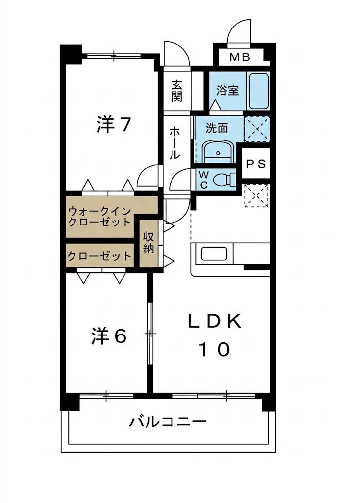 サン・フィールド(2LDK/2階)の間取り写真