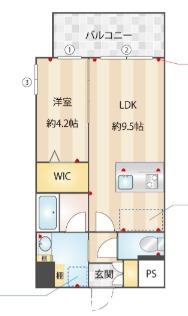 PRADO OHASHI(1LDK/6階)の間取り写真