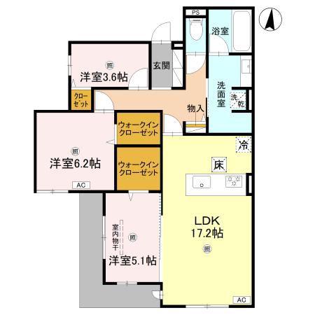 GREENPALACE樋之池(3LDK/2階)の間取り写真