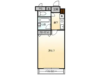 パサージュ横川(1K/3階)の間取り写真