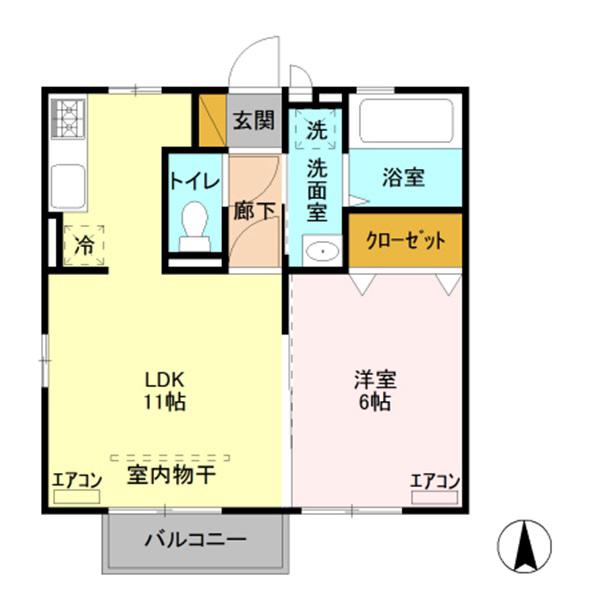 ポレール(1LDK/1階)の間取り写真