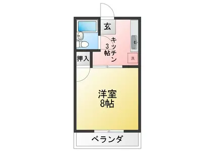 サンハイツ(1K/2階)の間取り写真