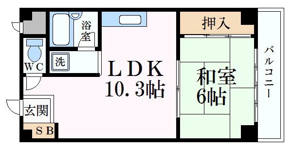 ファーストイン英賀保駅前(1DK/4階)の間取り写真