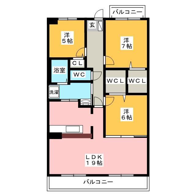 ハイツ南(3LDK/2階)の間取り写真