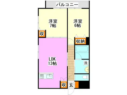 セントフォール笠松(2LDK/4階)の間取り写真