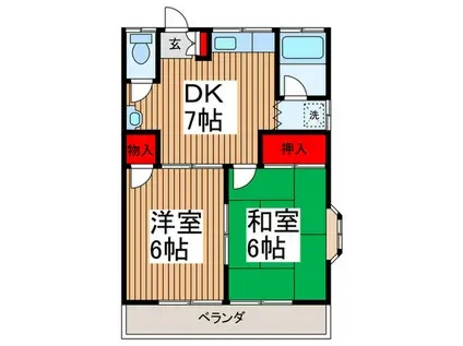 第二敬愛レジデンス(2DK/2階)の間取り写真