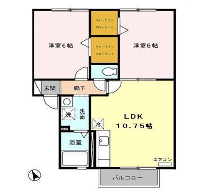 セジュールSASUKE(2LDK/2階)の間取り写真