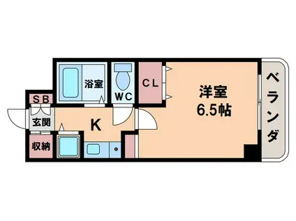 カーサ山城(1K/2階)の間取り写真