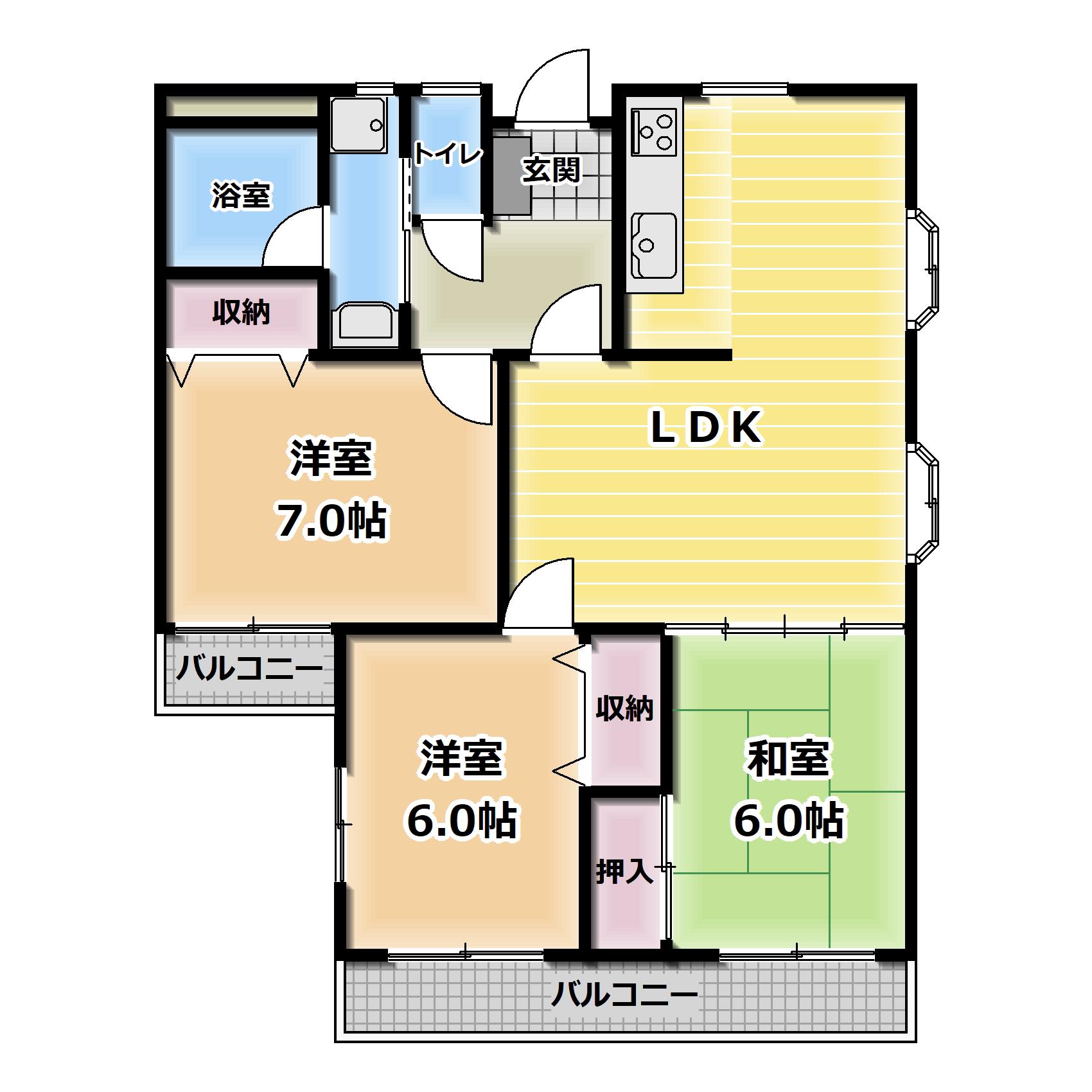 Mコーポ2(3LDK/3階)の間取り写真