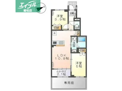 プロニティ・K III(2LDK/1階)の間取り写真