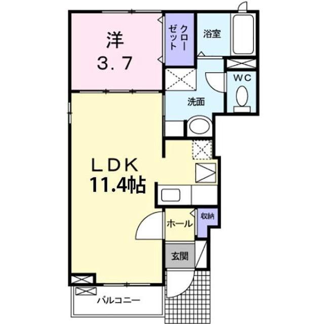 アドヴァンスA(1LDK/1階)の間取り写真