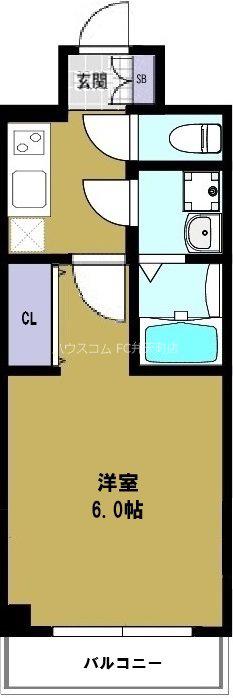 エスリード弁天町桜通レジデンス(1K/2階)の間取り写真