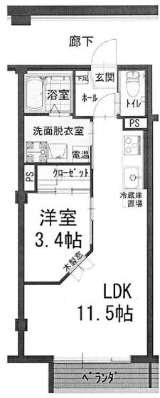 ウィンクルム東古松B(1LDK/3階)の間取り写真