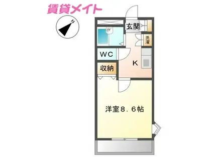 LAHAINA(1K/1階)の間取り写真