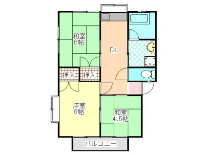 グリーンヒル(3DK/2階)の間取り写真