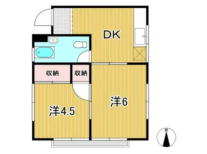 パークシティ会瀬(2DK/2階)の間取り写真