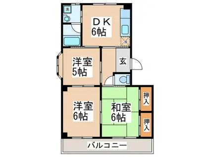 グランジュール西澤(3DK/2階)の間取り写真