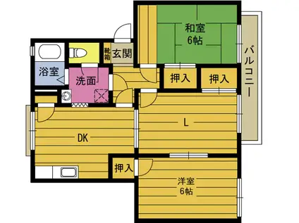 フレグランス大在B(3DK/2階)の間取り写真