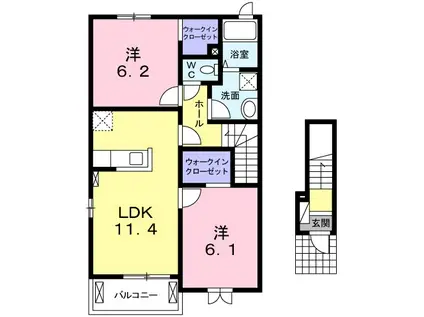 セレーノ(2LDK/2階)の間取り写真