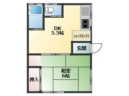 かえで荘(1DK/1階)の間取り写真