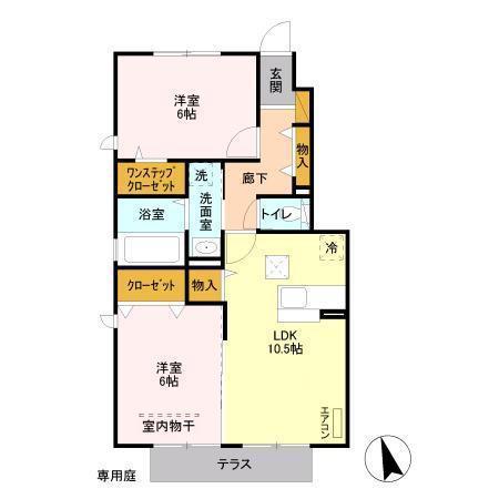 ソフィアコート弐番館(2LDK/1階)の間取り写真