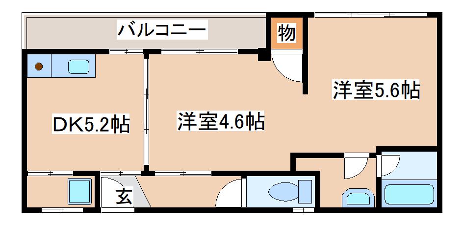 メビウス駒ヶ林レジデンス(2DK/3階)の間取り写真