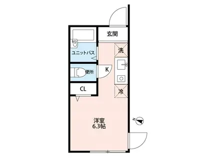 シャルム清水町(ワンルーム/1階)の間取り写真