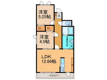 LIENII(2LDK/1階)の間取り写真