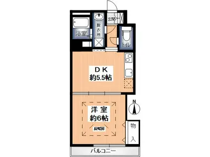 GRAZIE里(1DK/2階)の間取り写真