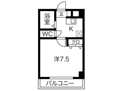 サンリット本山南(1K/3階)の間取り写真
