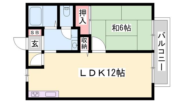 サンライフ森の西B棟(1LDK/2階)の間取り写真