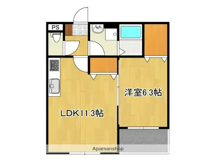 メゾン大里II(1LDK/1階)の間取り写真