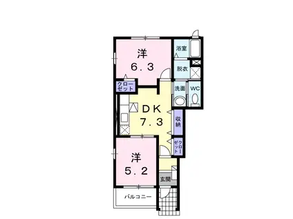 ミニョン・バティマンA(2DK/1階)の間取り写真